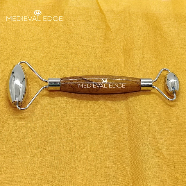 Best Quality OEM Private Label Gua Sha Facial Glowing Massager Roller Stainless Steel Heart Shape Manual Body Neck Massager Wood