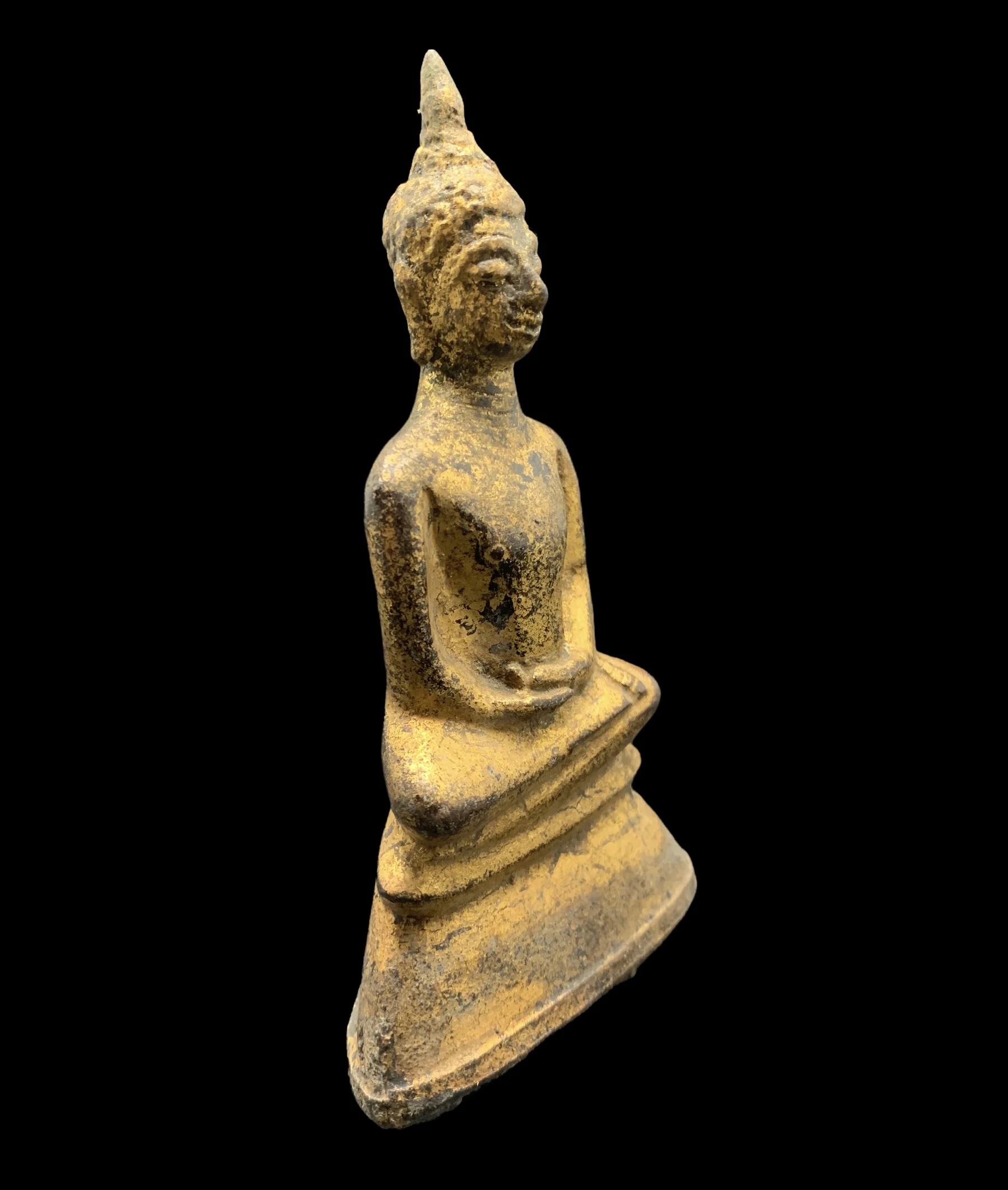 Antique Bronze Buddha The Attitude of Meditation Lacquer Gilded for offer sacrifice Decorated and Collect Home Decor