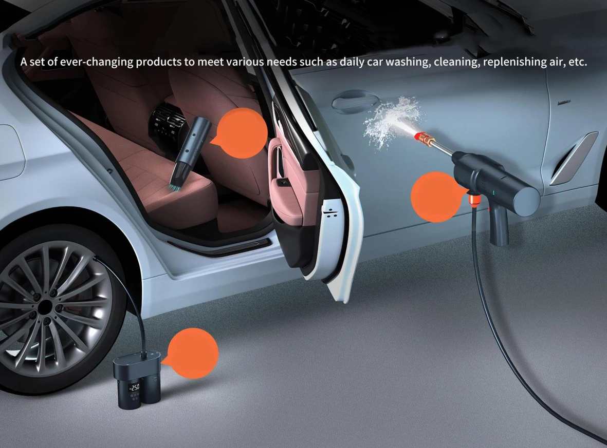 Portable powerful high pressure 24V lithium cordless wireless car wash water jet foam gun car washer with battery