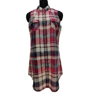 Индийский оптовый продавец повседневное 100% хлопковое женское платье без рукавов из окрашенной пряжи для женщин элегантная повседневная женская одежда