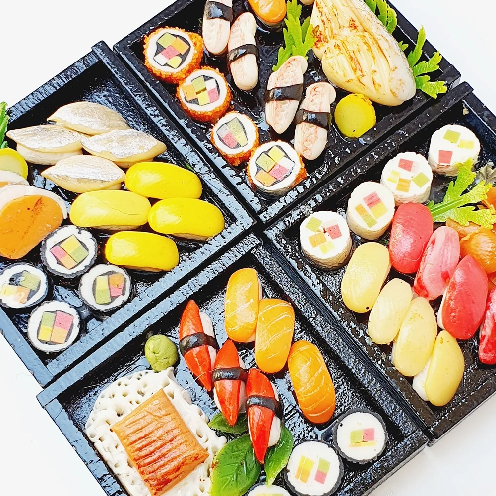 Dollhouse Miniature Food Japanese Sushi Sashimi Bento Set