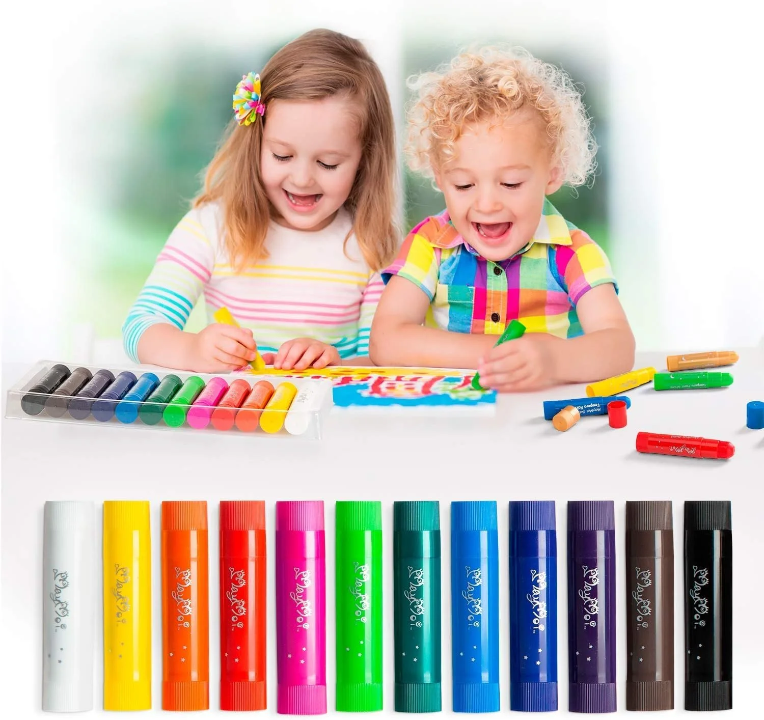 Factory Wholesale High Quality 12 Pastel Colors Washable Quick Dry Multi-function Solid Tempera Paint Sticks Crayon