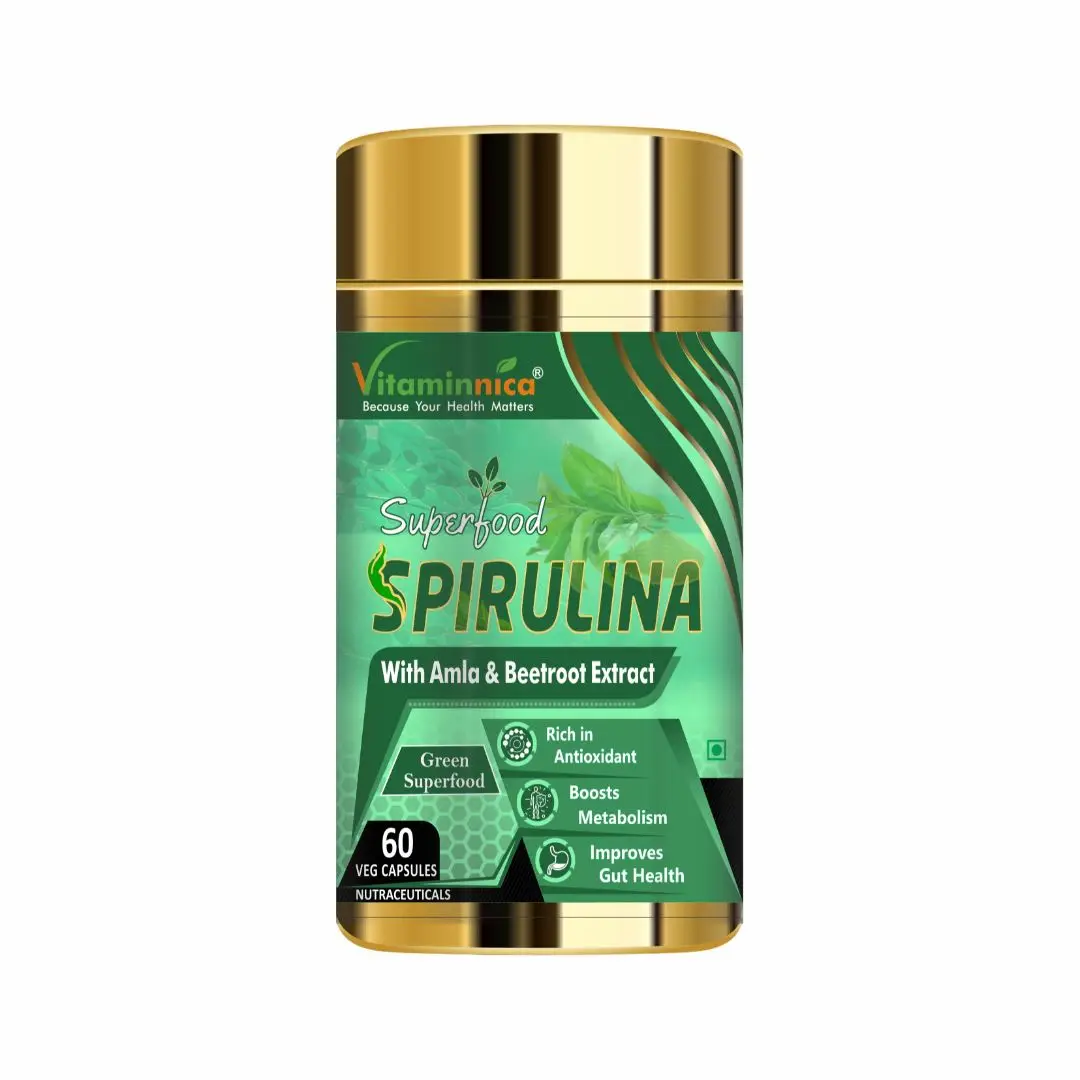 Супер зеленые пищевые капсулы Vitaminnica SPIRULINA по заводской цене улучшают здоровье кишечника