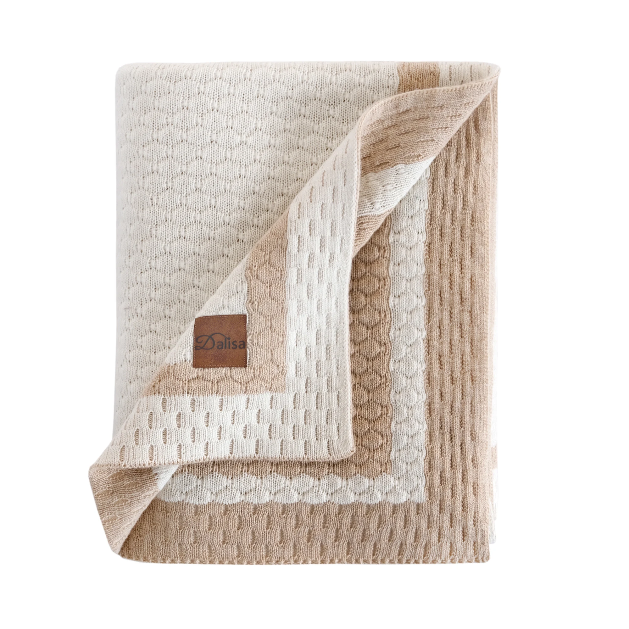 100% Acrylic SHELL Blanket 80*100 Cm High Quality Knitted Breathe Newborn Baby and Child Swaddle Blanket Stone - Cream