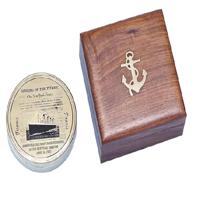 Wholesale Solid Brass RMS Titanic Compass  w/Rosewood Box Nautical Home Decoration  latest new modern design  handmade art