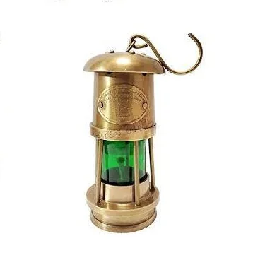 Brass Nautical Lantern Square Shape With Glass Cover with Wire Lamp Decorative Oil Kerosene