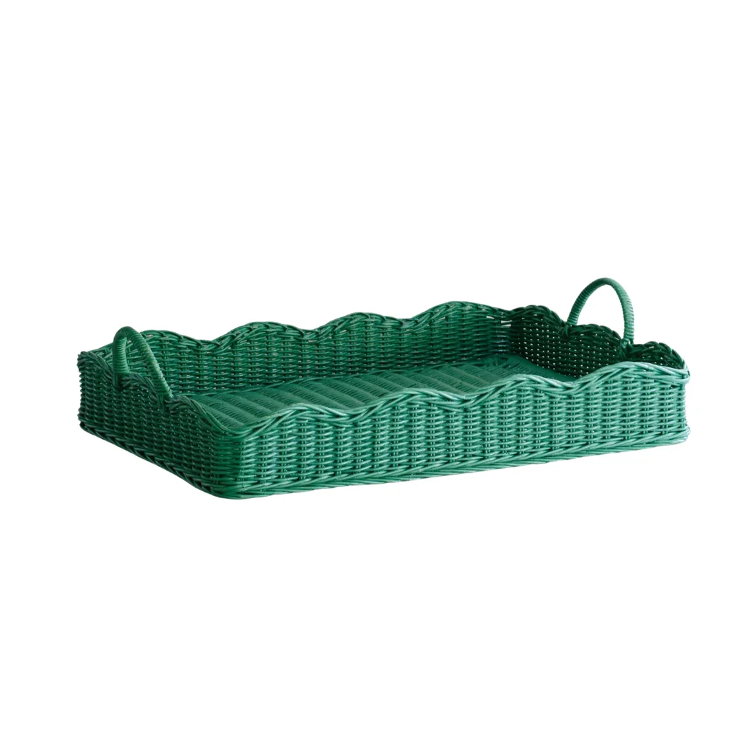 Top Selling Natural Charming Rattan Scalloped Tray Home And Kitchen Decoration From Vietnam Wholesale