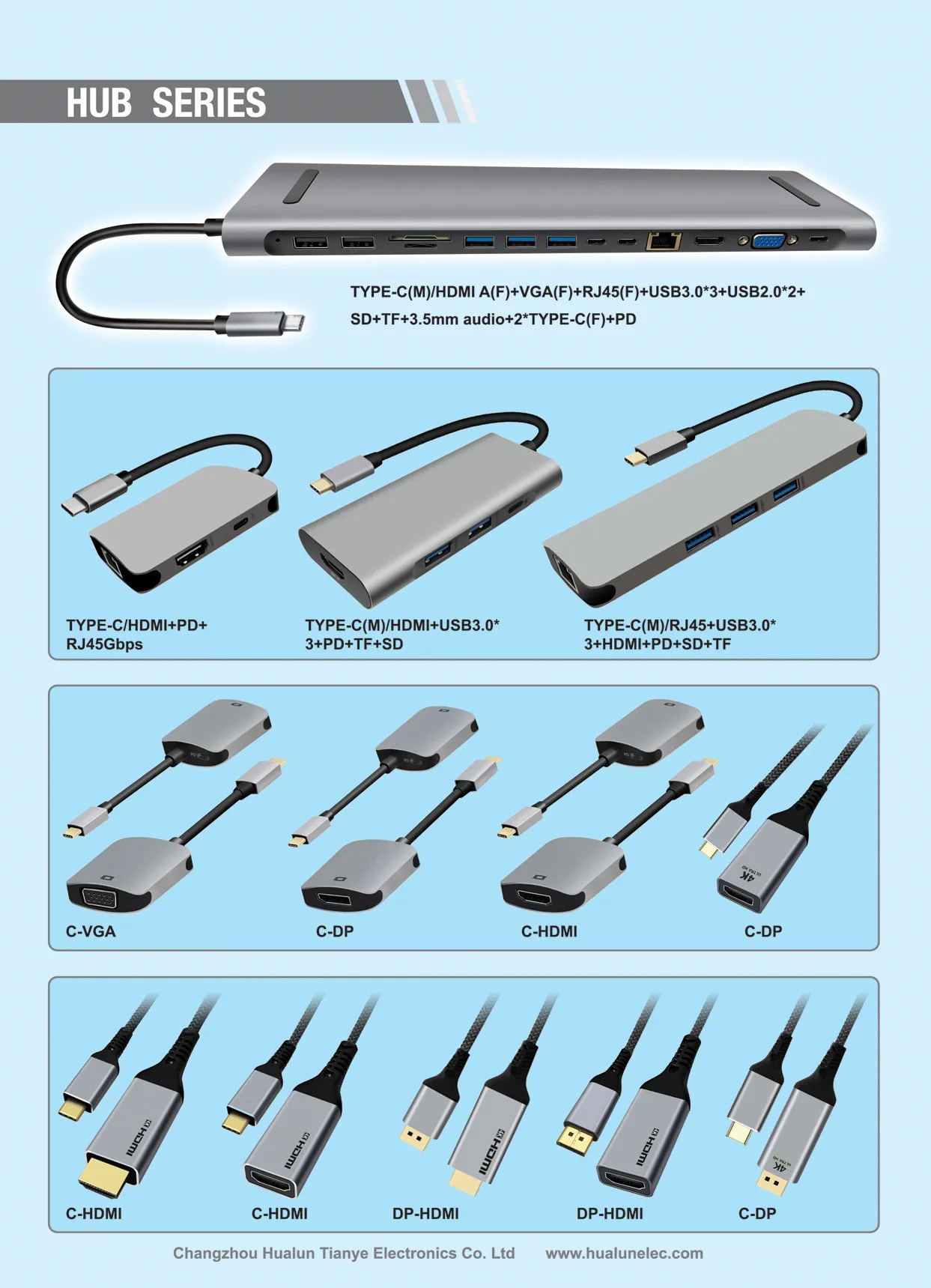 factory wholesales USB C to VGA Adapter 2 in 1 Hub USB3.0 Type C to 4K30Hz 1080P30Hz VGA