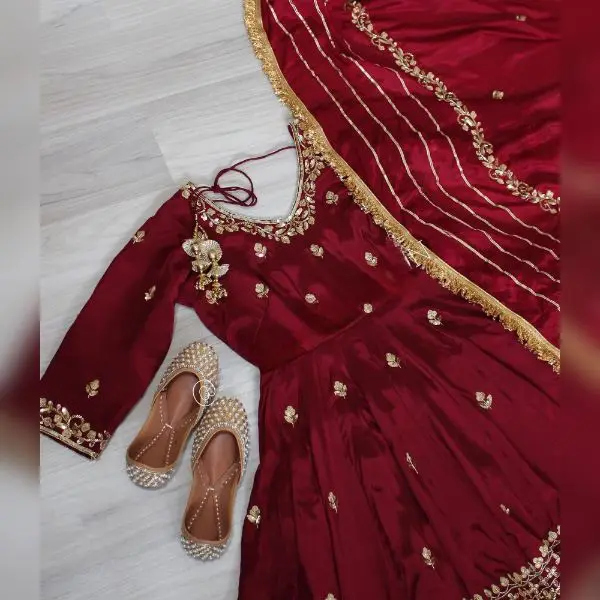 Designer Dress Chinon Silk  Material Sharara Beautiful Heavy Designer Boutique Dresses Collection Sharara Suit With Short Kameez