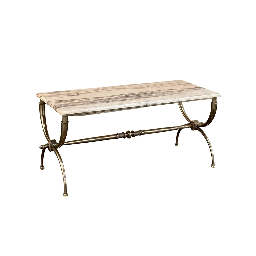 Modern Style Marble Top Nesting Coffee Table Golden Color for Living Room Dining Room
