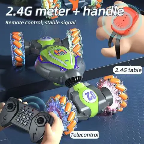 1:12 4WD RC Car Radio Gesture Induction Music Light Stunt Remote Control Car Off-road Control Boys Toys for Children Battery ABS