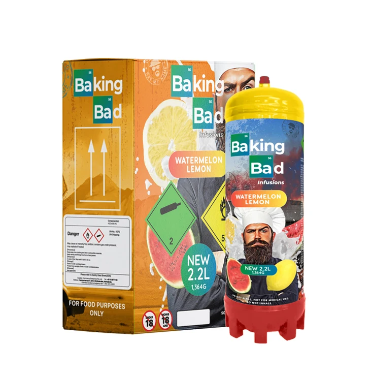 Hot Sale of Dessert Making Baking Bad 2.2L/1364g Watermelon Lemon Flavour Whipped Cream Charger with Custom Logo Available