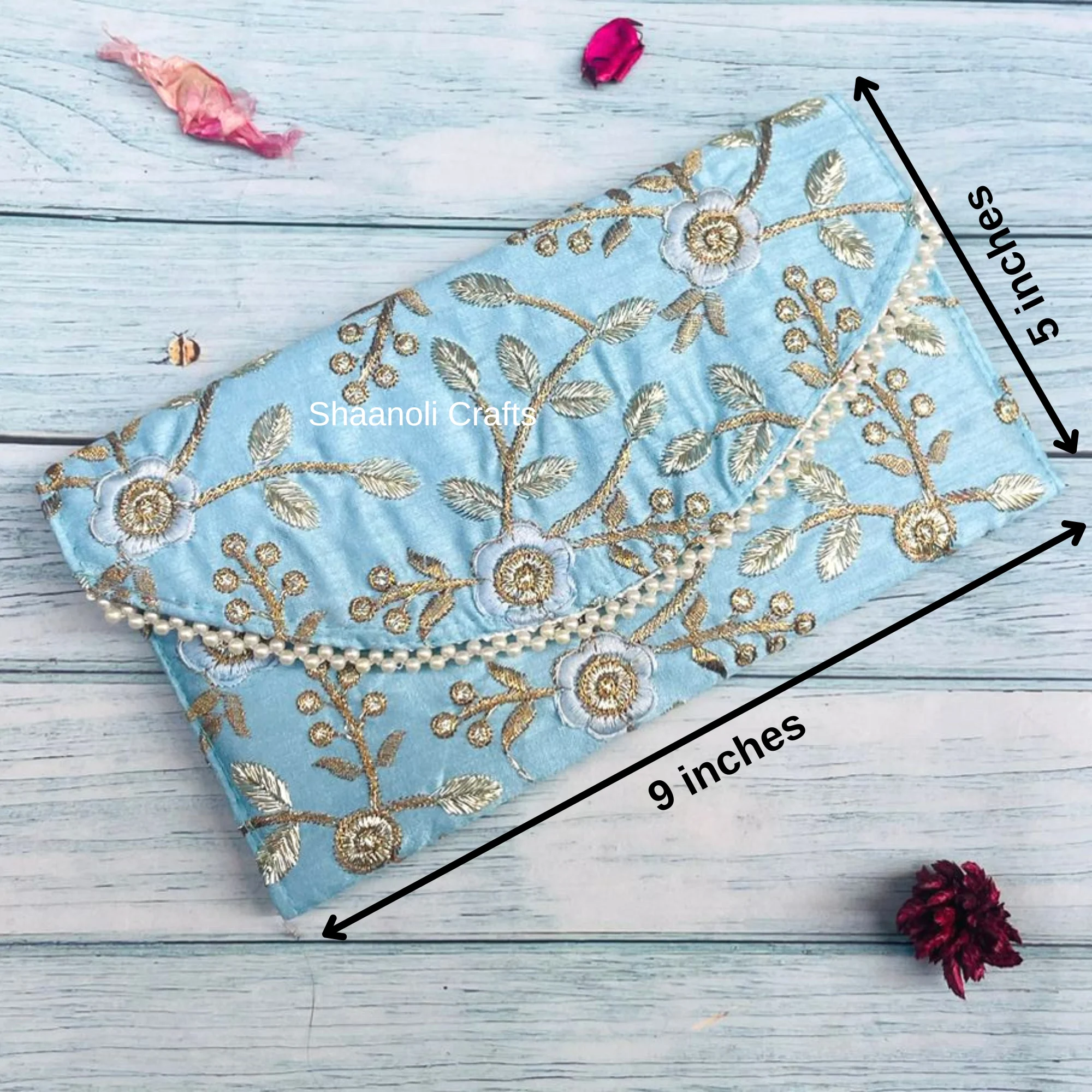 Golden Embroidery Clutch Bags Indian Wedding Gift Party Handbag Indian Clutches For Diwali Gift Evening Clutches