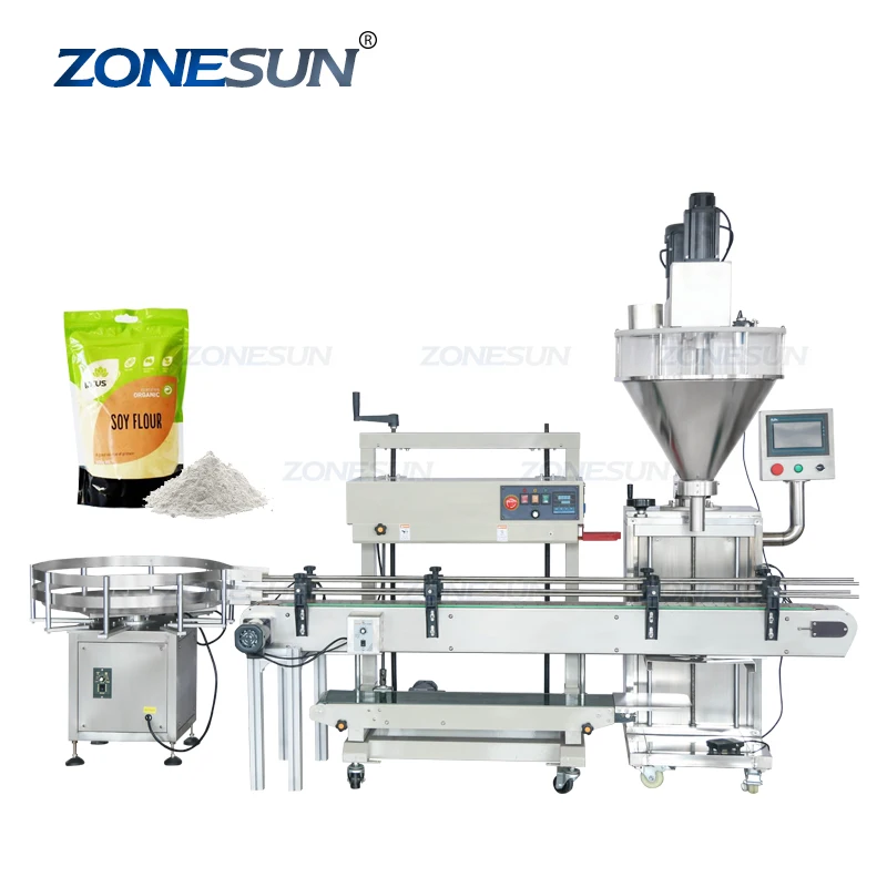 ZONESUN ZS-FAL180Z1 Automatic Stand Pouch Aluminium Foil Gusset Bags Dry Powder Filling and Sealing Machine Line for Milk Powder