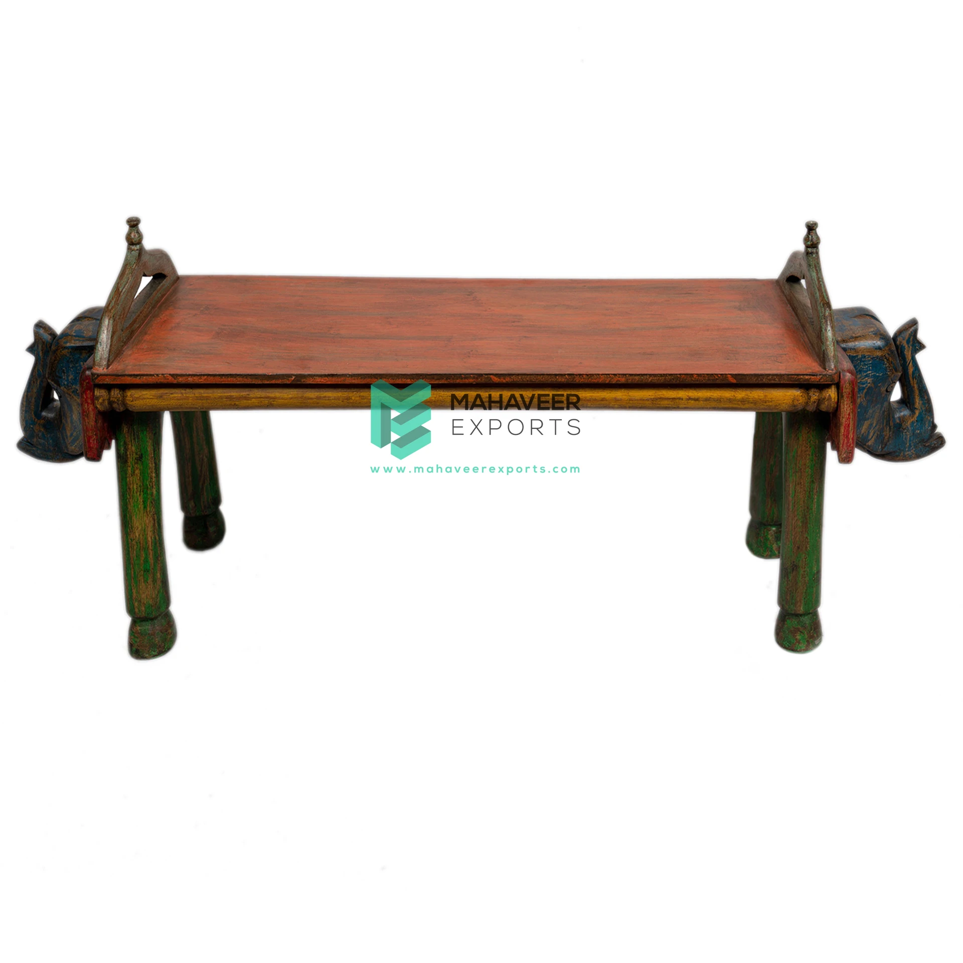 Best Selling Wooden Two Face Elephant Bench In Distress Finish For Home Living Room Antique Design Furniture