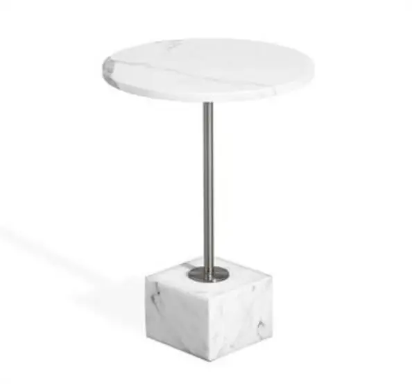 round Marble Finish Set Coffee Table 2 Piece, End Table Modern Luxury Sofa Center Table