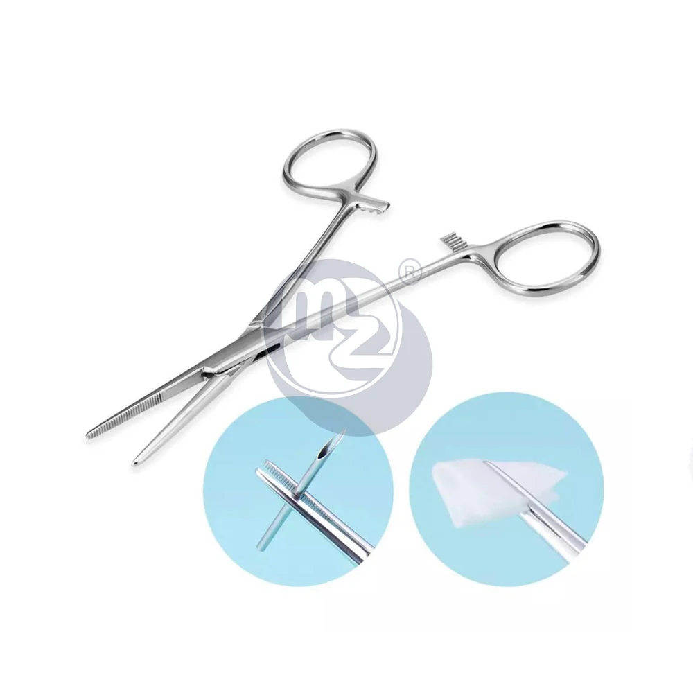 New 2pc Straight + Curved Hemostat Forceps Locking Clamps Dental Tissue Locking Clamps