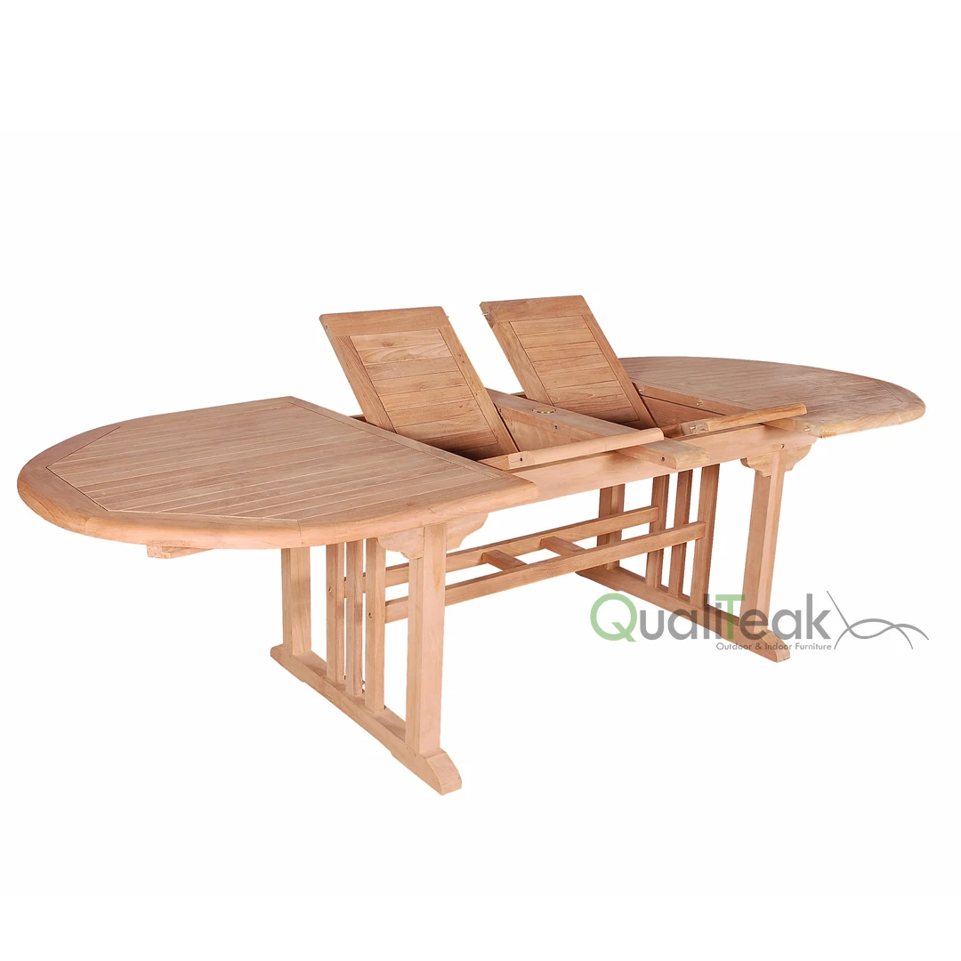 Modern Double Leaf Extension Dining Extendable Table Furniture Luxury Outdoor Made of Teak Wood