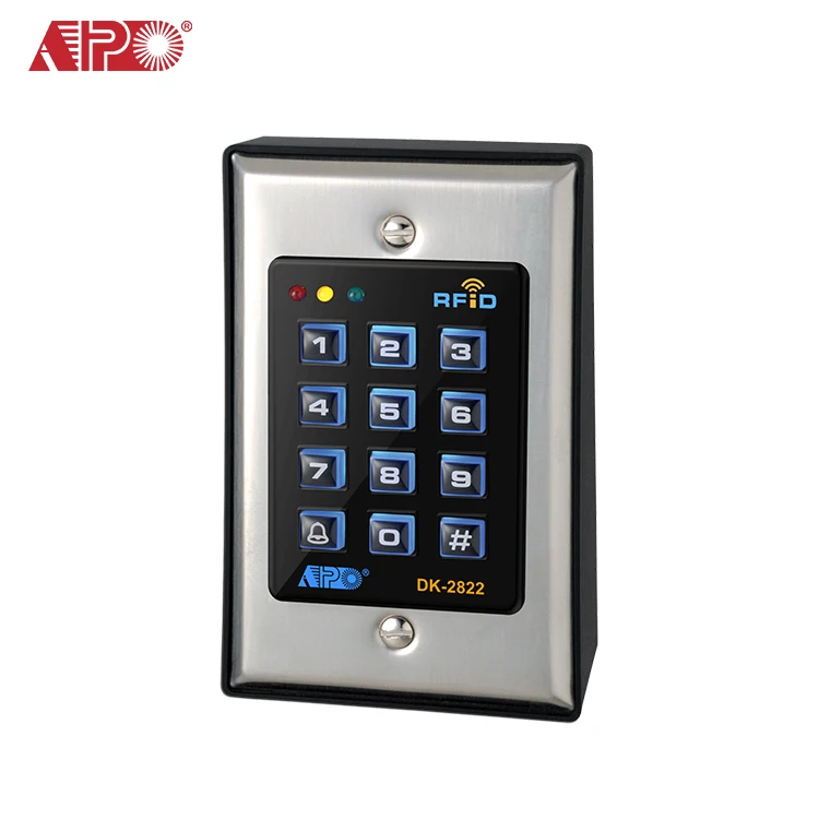 DK-2822B Steel Plate RFID Card Reader Access Control Keypad Reader Keyboard Two Output with Door Bell Button Wiegand