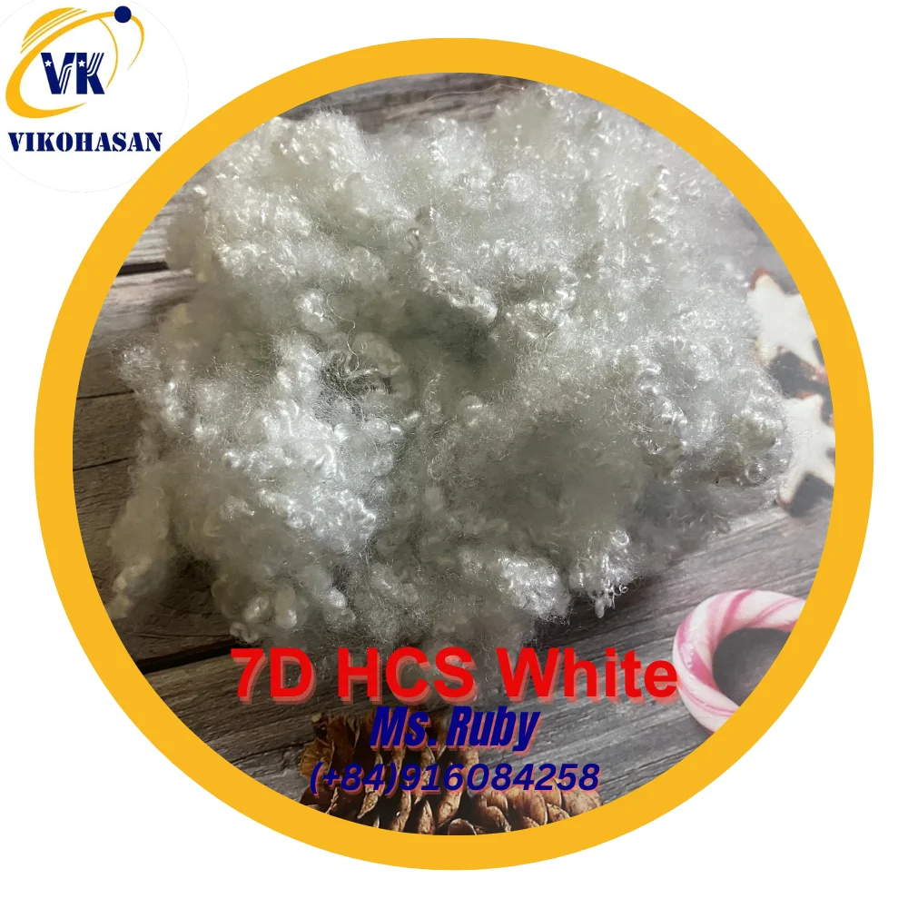 Vikohasan 7D HCS White Hollow Conjugated Siliconized PSF Recycled Polyester Staple Fibers Soft Furniture Cushion stuffing 15D