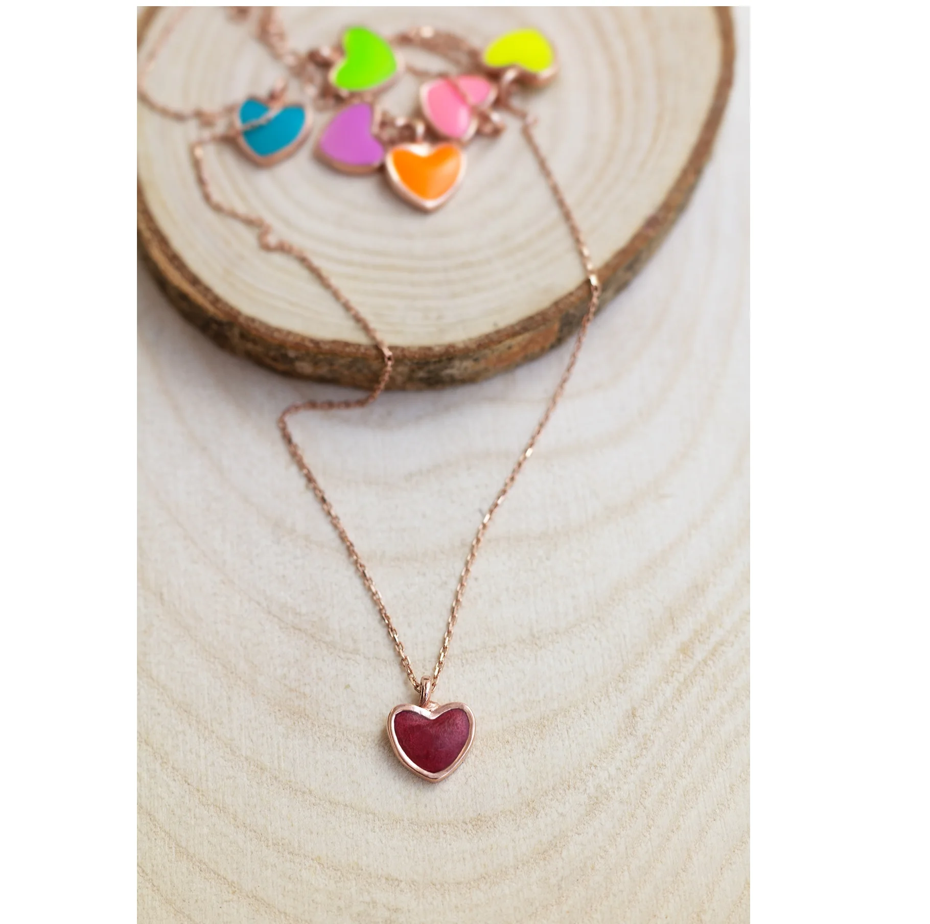 925 Sterling Silver Jewellery Necklace Neon Enamel Necklace Pendant  Minimalist Love Necklaces Gift For Her