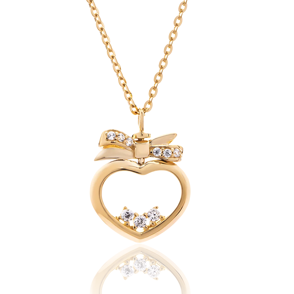 Best Selling Heart Shaped Pendant Necklace for Women Wholesale 14k Gold Chain With Cz Stone Vietnam Manufacturer DCMAMD594