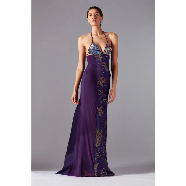 New Clothing Luxury Purple Tie able Backless Maxi Dress Party Lady Gowns For Women Evening Dress At Affordable Price
