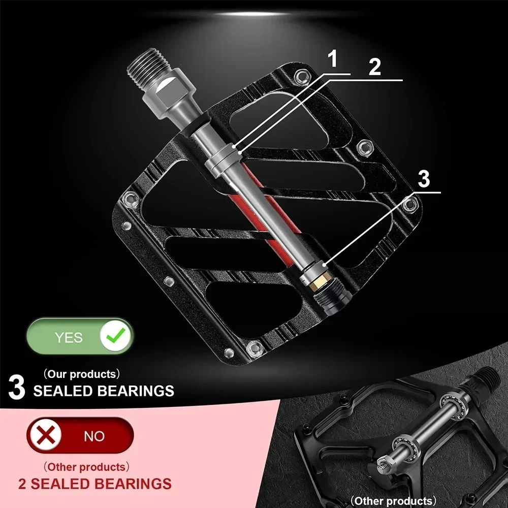 BUCKLOS Bicycle Pedals MTB Road 3 Bearing CNC Flat Bike Pedals Wide Cycling Platform Anti-skid Aluminum Mountain Bicycle Pedal