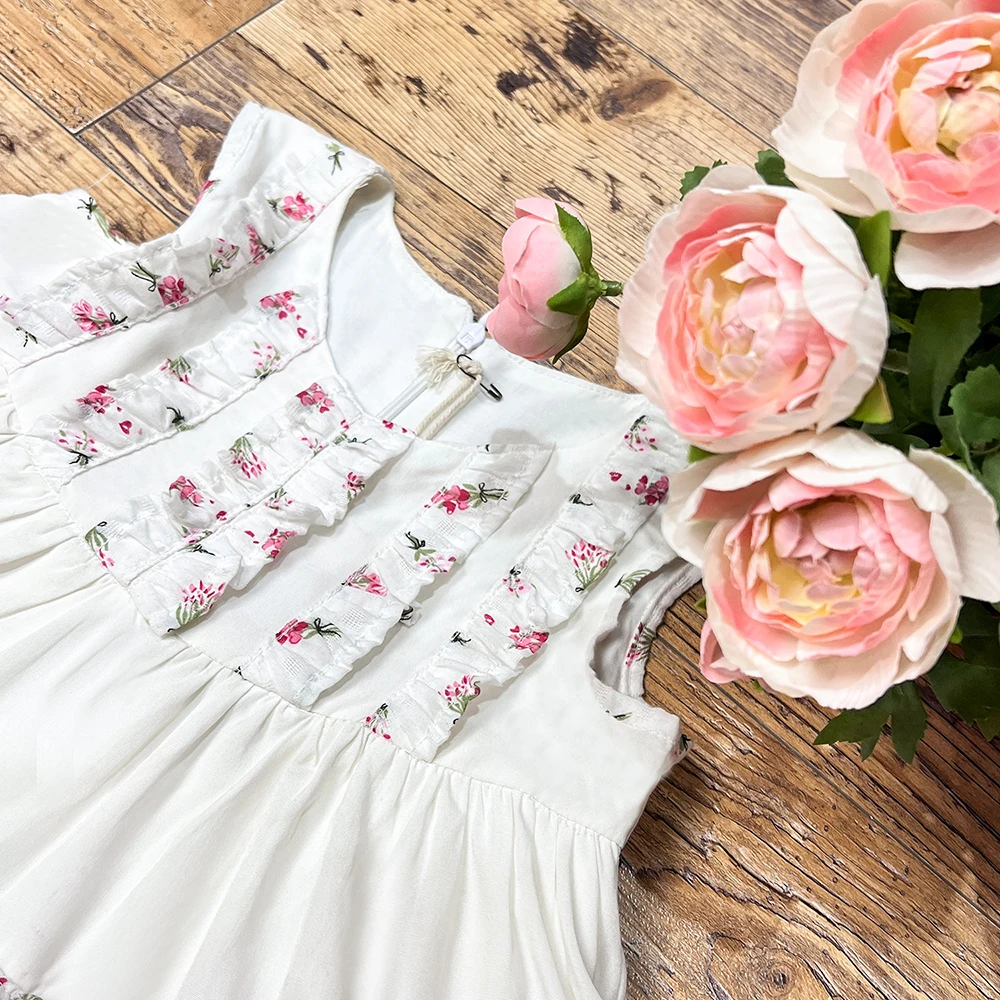 dress for kids girls 2 to 14 years old White and pink soft dress pink shining chiffon dress for kids