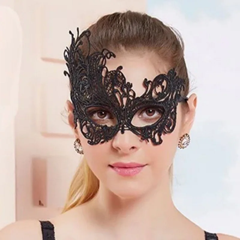 RTS High Quality Hot Sale Holiday Party Black Sexy Lace Cutout Eye Mask Sex Adult Play Costume
