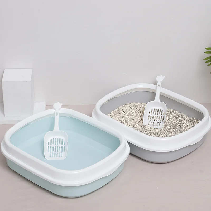 wholesale cats litter box Pet Products Cleaning Plastic Cat Toilet Box Trays Simple Cat Litter Box