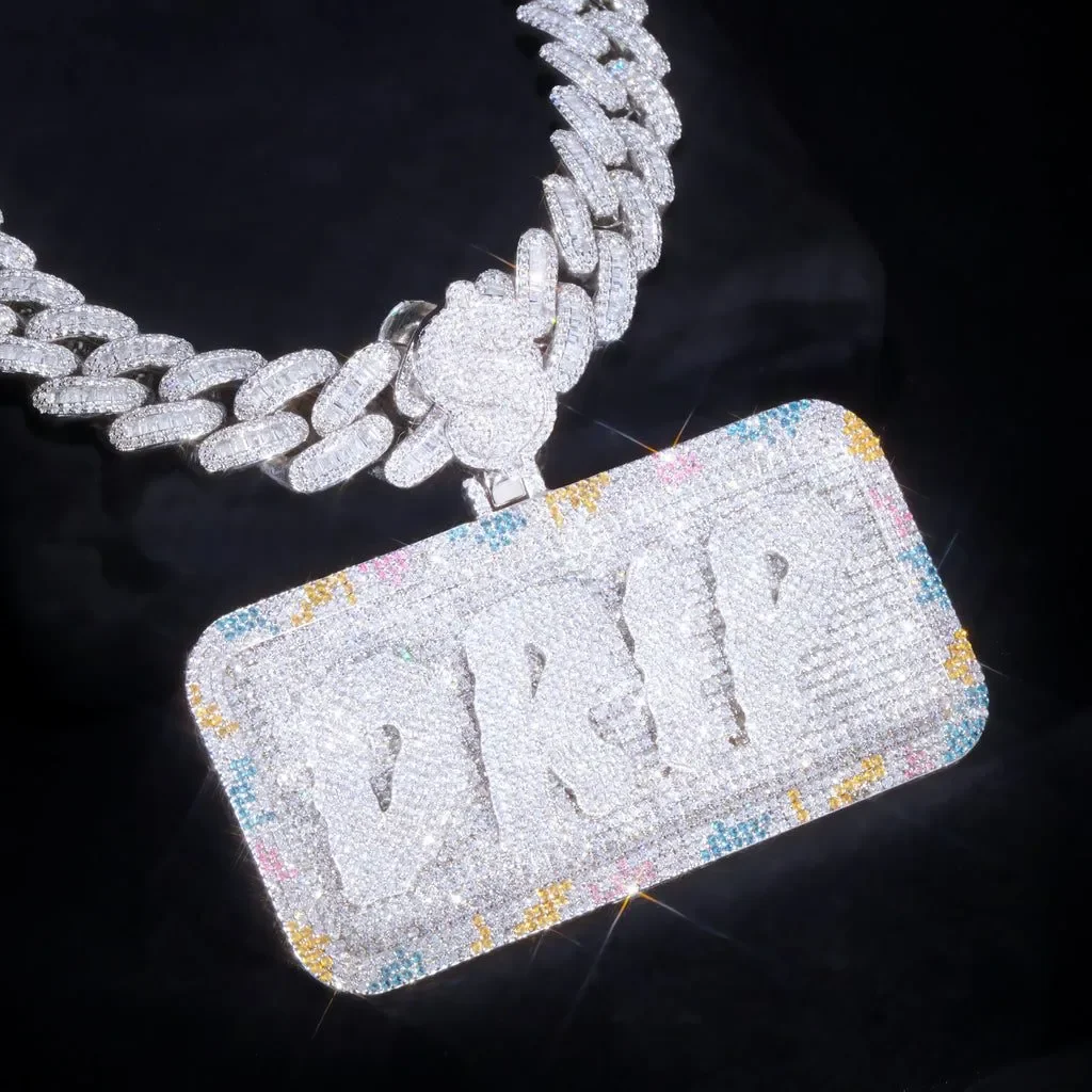 100% Export Quality 3D Colorful Square Pendant with Solid Metal Made 10KT and 14KT Purity Hip Hop Pendant