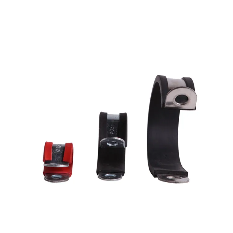 EPDM  Galvanized Iron Cushioned P Clamp  Electrical Cable Pipe Clamp Rubber Cushioned Insulated Clamp