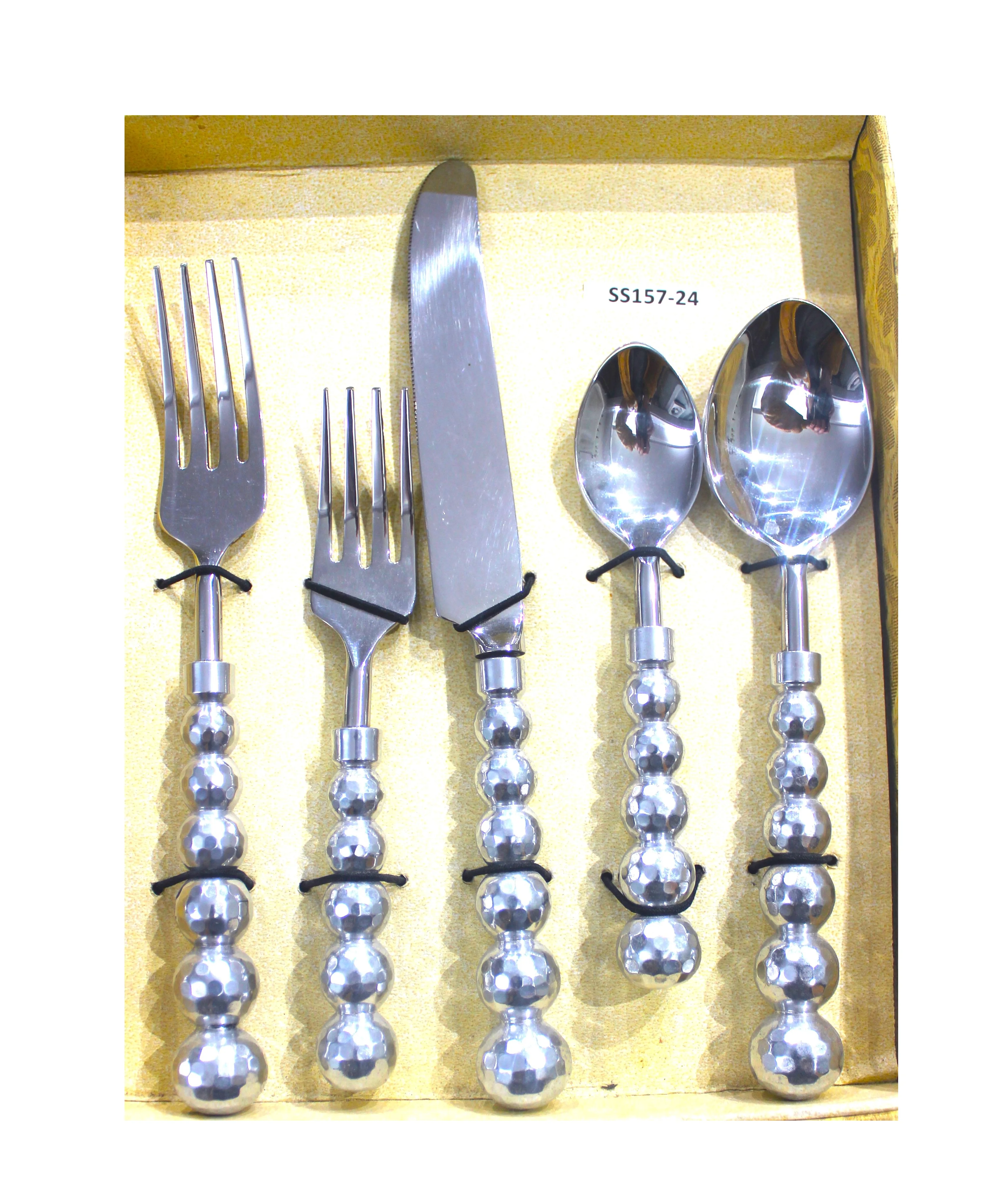 Best Quality Stainless Steel Cutlery Set With Beads Handle Metal Flatware And Tableware Use Cutlery Set