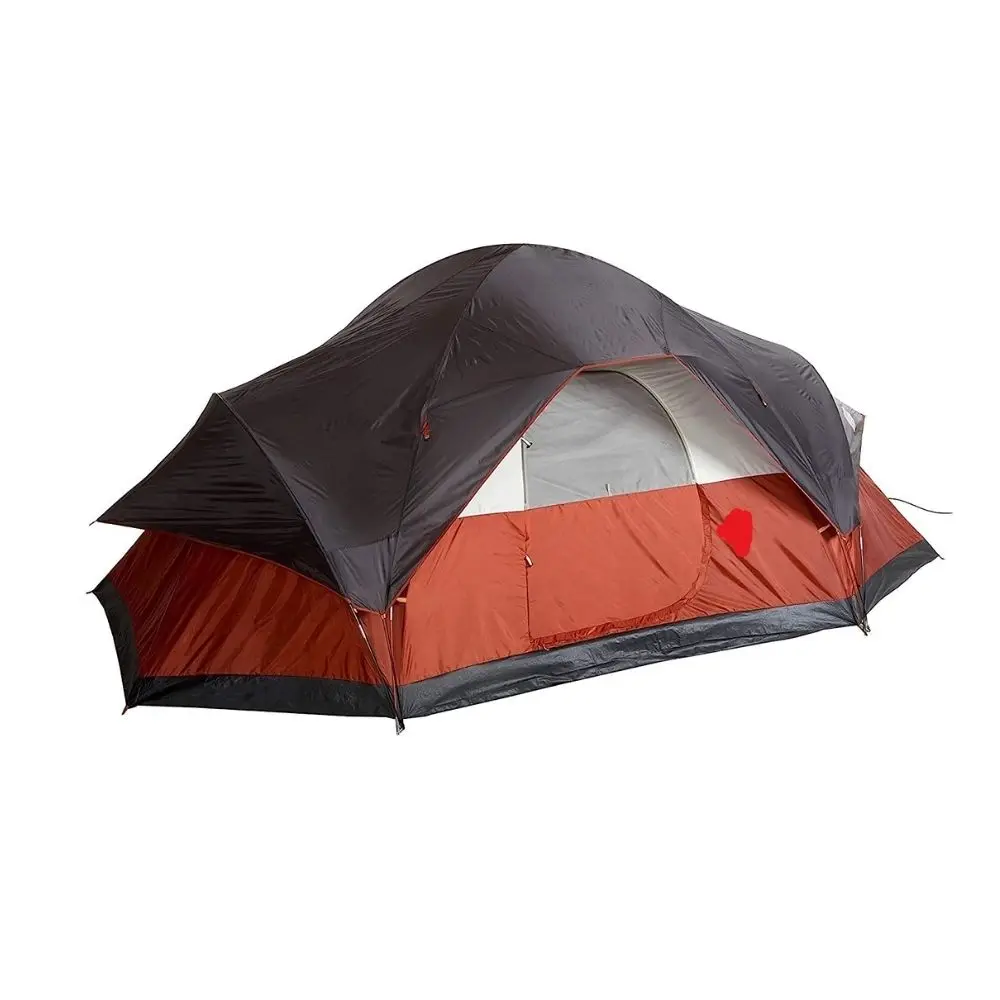 Red Canyon 8-Person Camping Tent, Weatherproof Family Tent Includes Room Dividers, Rainfly, Adjustable Ventilation