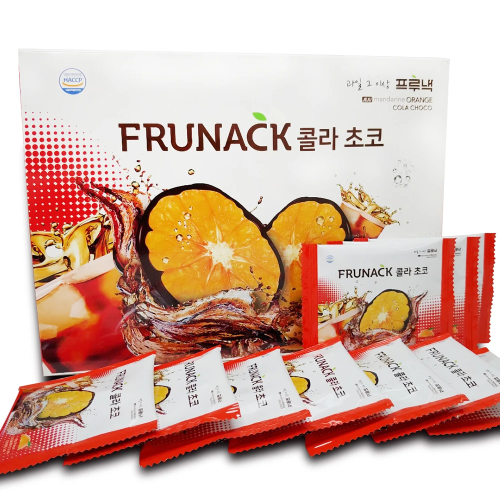 Шоколад FRUNACK COLA (12 шт.), изготовленный из корейского Чеджу-мандарина, сушеный оранжевый и Кола-шоколад