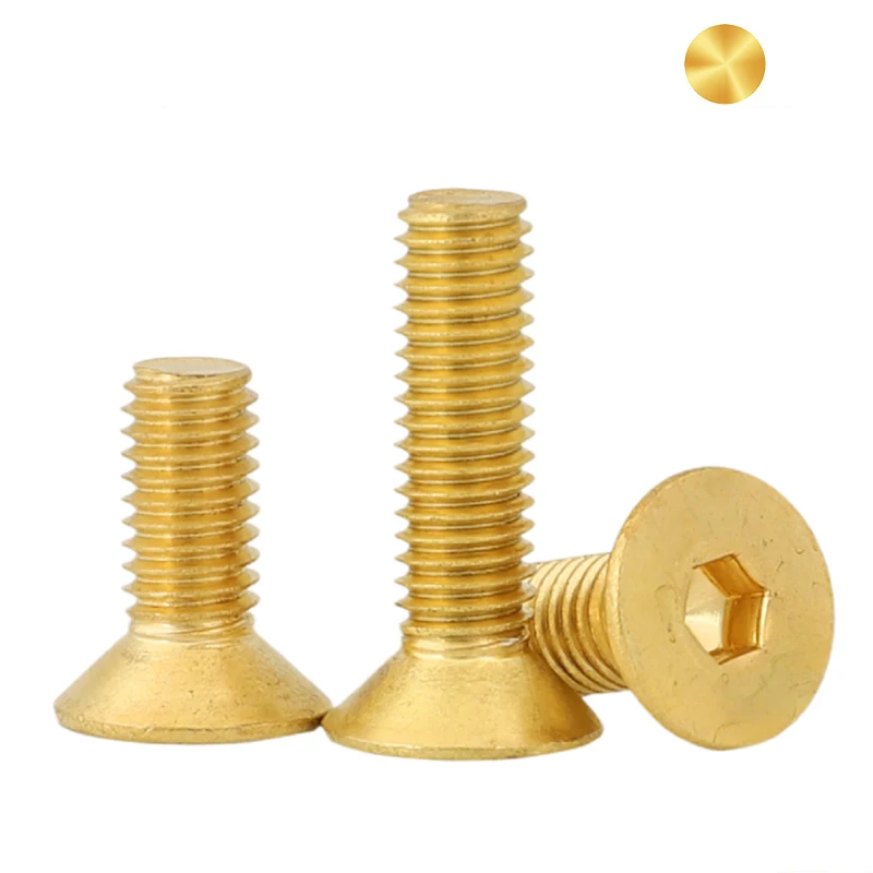 Machine Countersunk Hex Drive Allen Hexagon Socket Cap Brass Flat Head golden Screws