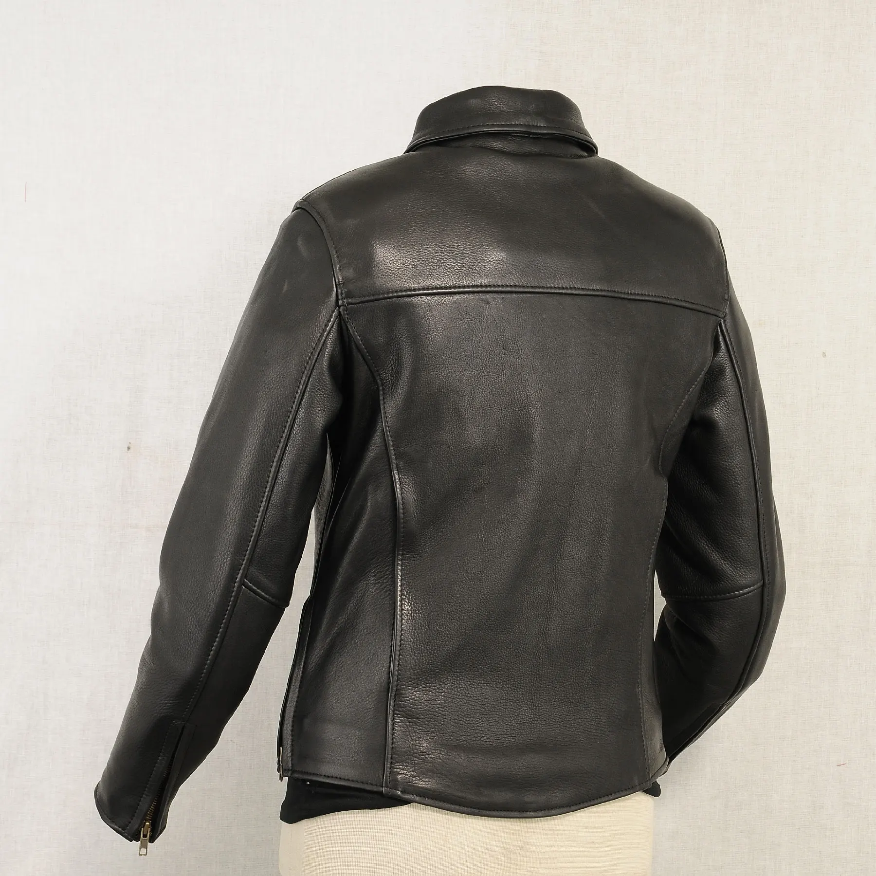 Wholesale Premium Quality Black Wool Leather Jacket Full Sleeves Turn-Down Collar Plus Size Short Long Clothing Lengths Sheep