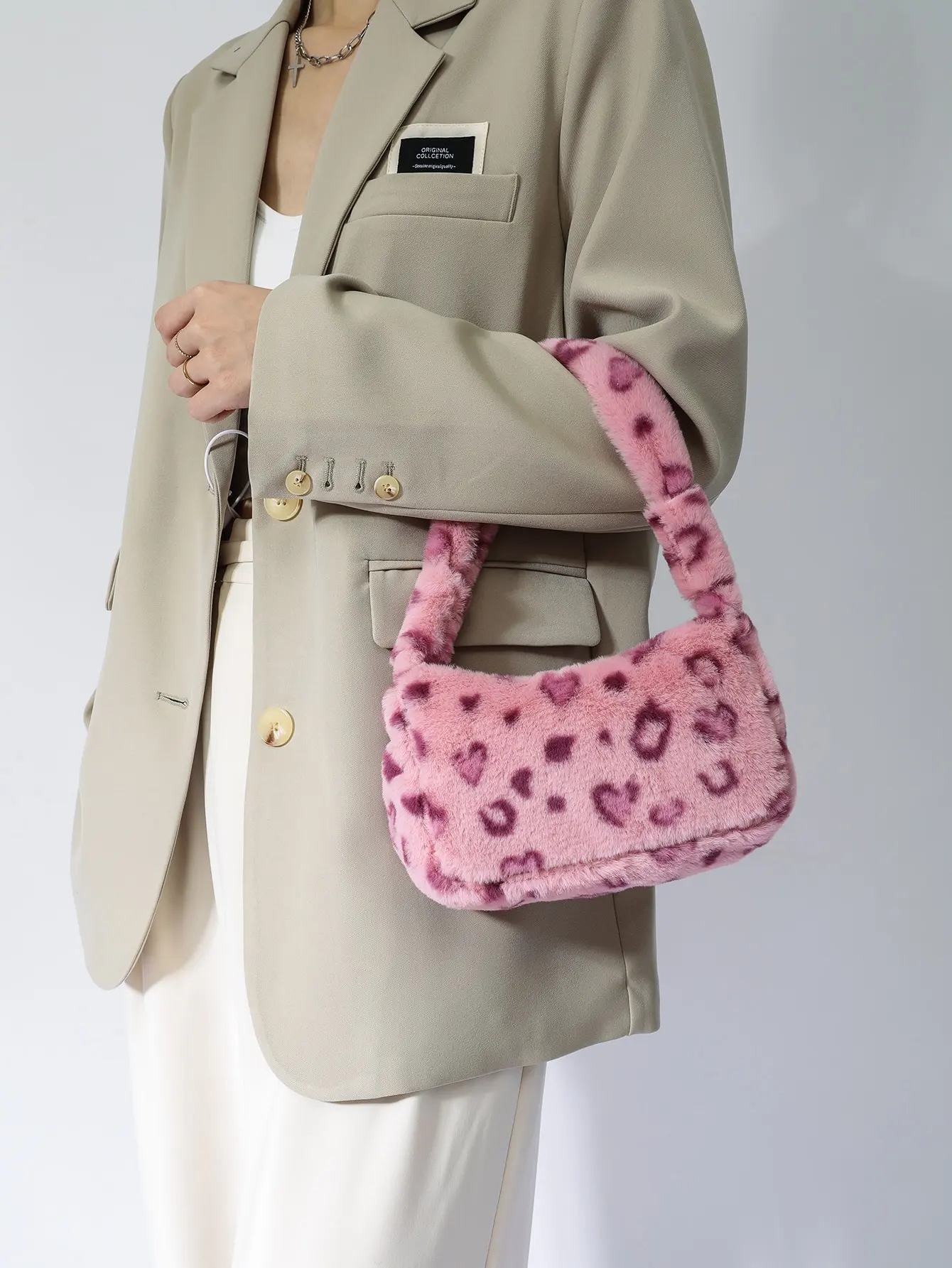 Fashion Pattern Soft Purses And Handbags Shoulder Plush Fluffy Tote Bag For Ladies