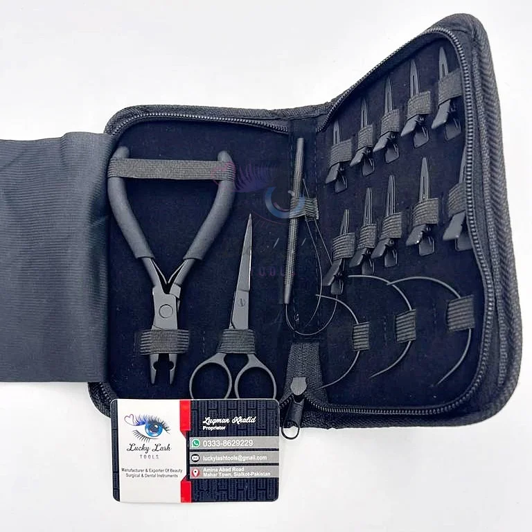 BM-Black Matte Wholesale Hot Selling Surgical Grade Stainless Steel Hair Extension Pliers Tools Kit/Hair Extensions tools