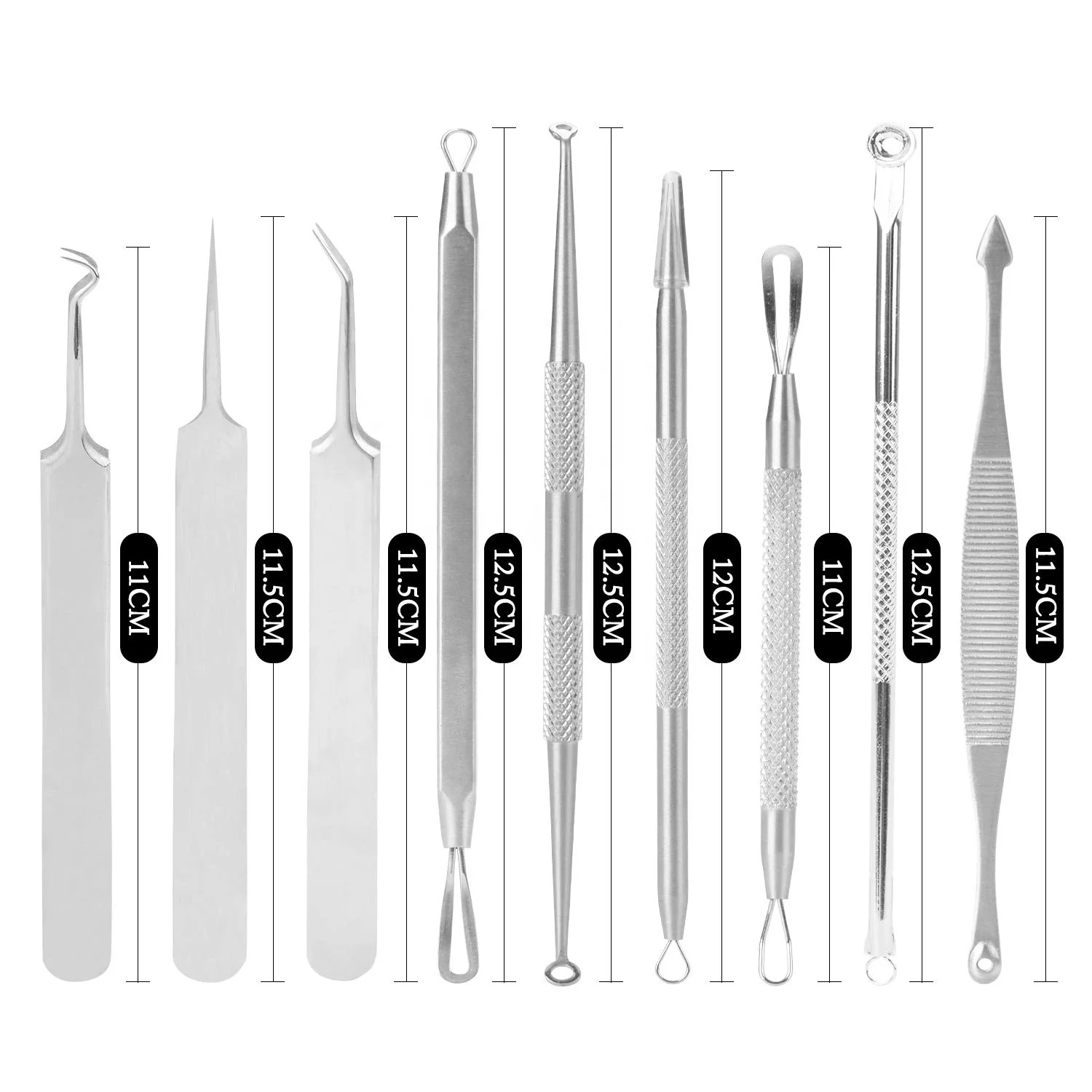 Blackhead Remover Pimple Comedone Extractor Tool Kit Stainless Manual Treatment For Acne Blemish Whitehead Popping Zit Removing