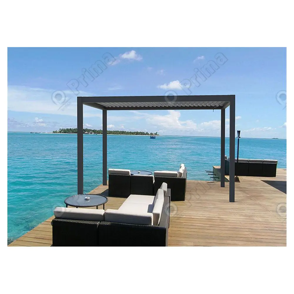 Prima Manual Motorized Wall Mounted Durable Louvre Insulated Pergola Rails Pergola Bioclimatique Aluminium 5x4