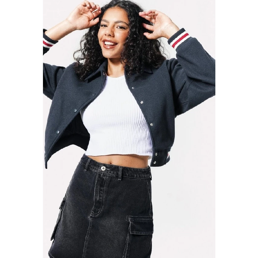 OEM manufacturer Customized Long Sleeve Women Varsity Jacket Ladies Cropped Baseball Uniform Varsity Jackets For Winter