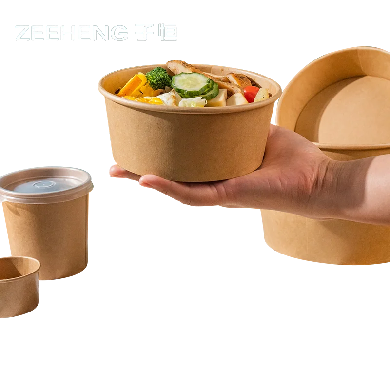 ZiHeng Disposable kraft soup bowl with lid custom bowl kraft 1070ml
