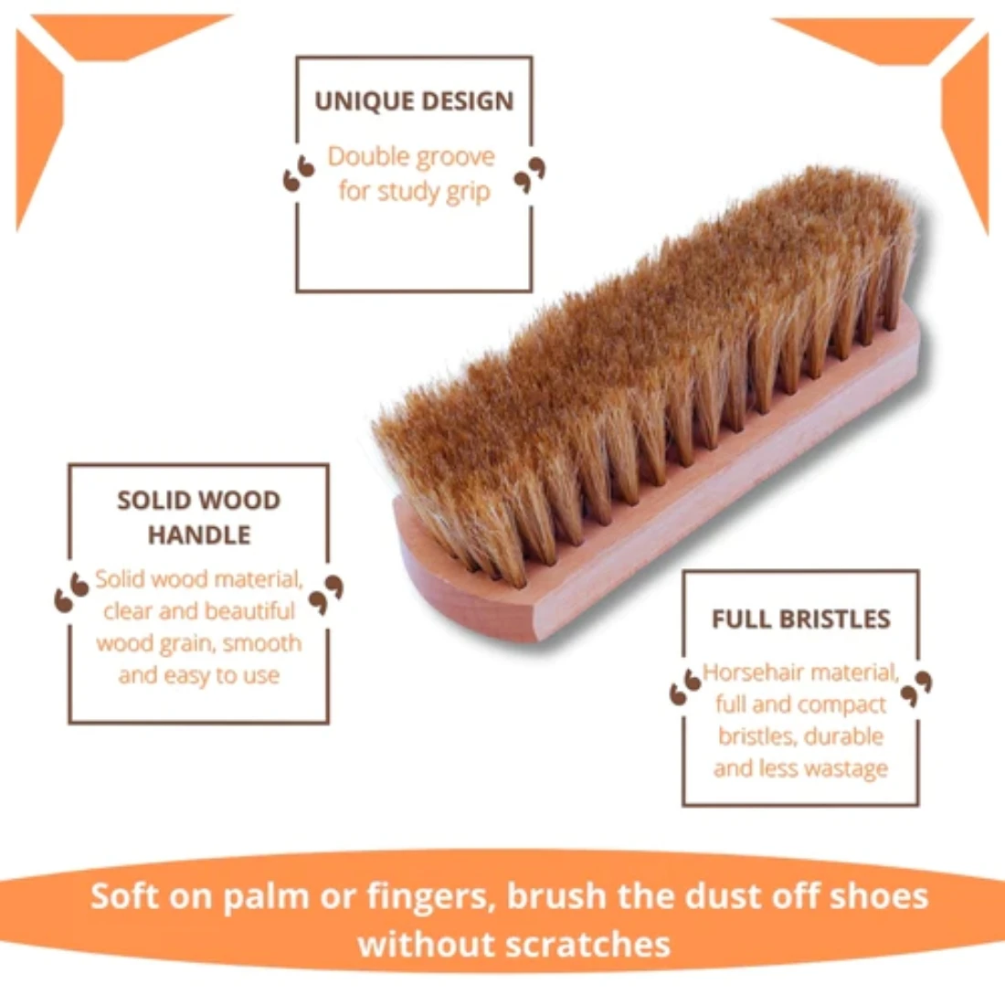 Unleash the natural shine of your shoes with the elegance of a Horse Hair Shoe Brush 6.5 Inch - Big 100% Natural