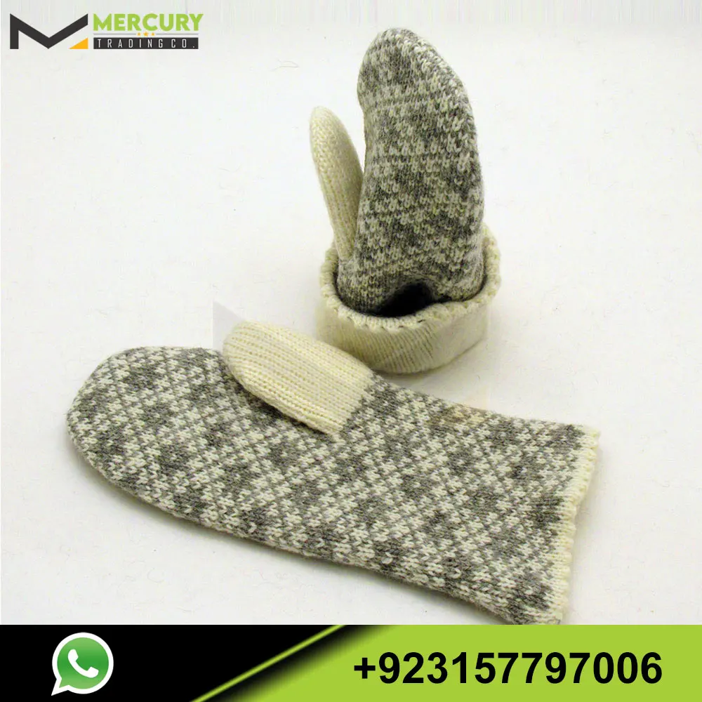 Fashion Touch Screen Women Cute Printed Wool Knitted Full Finger Mittens Winter Gloves