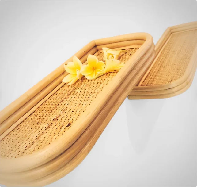 Cloud Floating Wall Shelf, Premium Wall Mount Rattan Wood Home Shelving