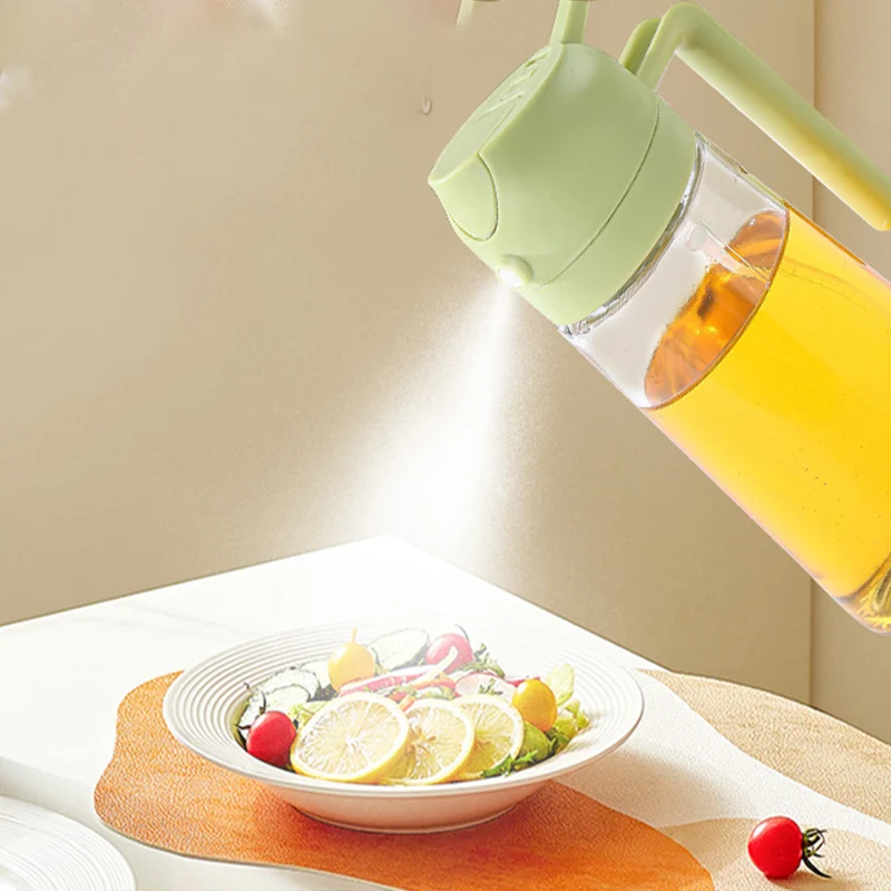 Dual Purpose Spray Vinegar Cooking Glass 2 in 1 Olive Bottle Kitchen Oil Dispenser