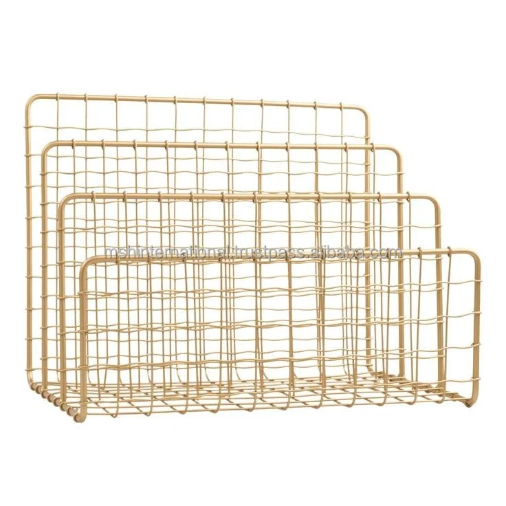 Maganzine storage rack  Brown Mesh Wire Design Metal Magazine Holder Rack Display Files Rack