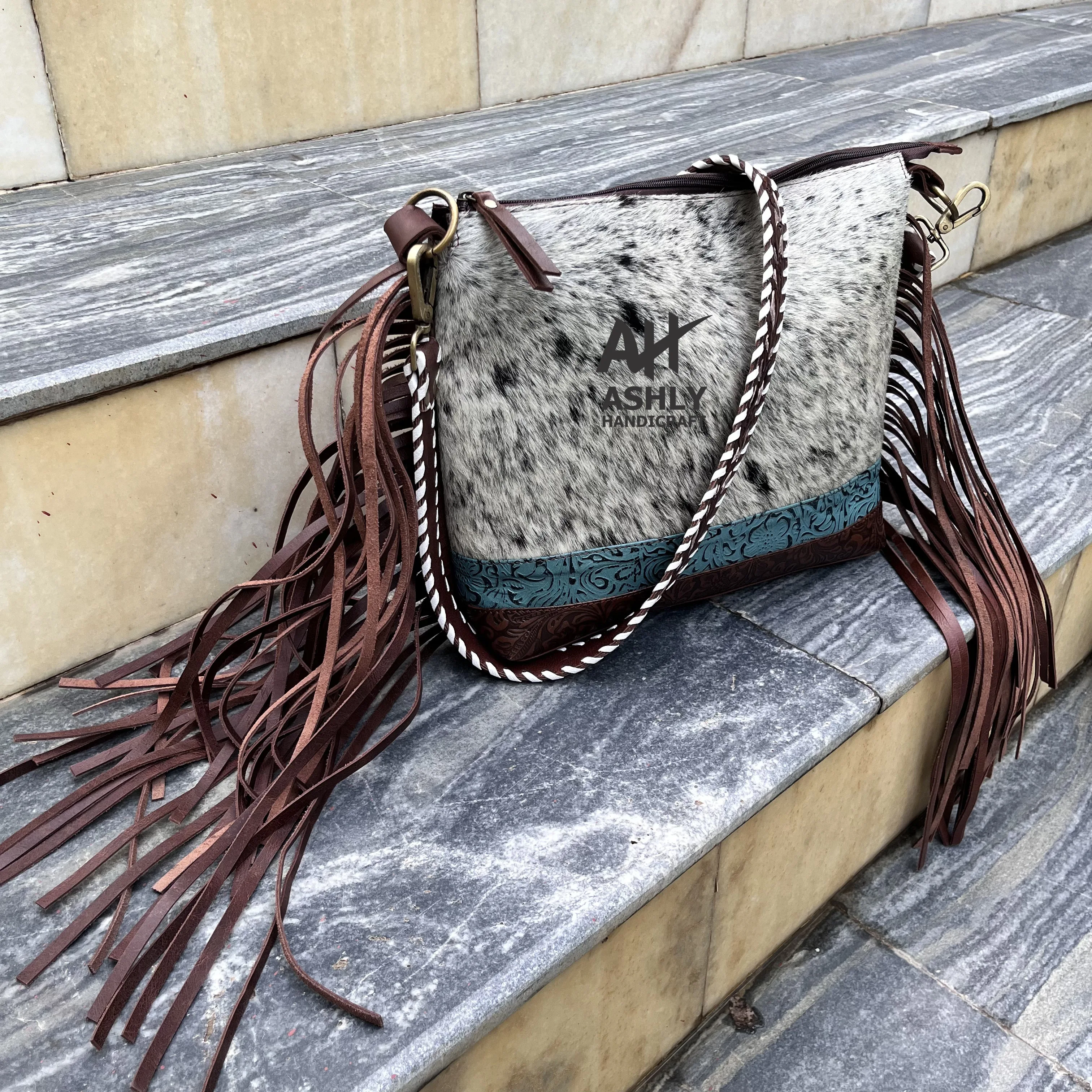 Популярная сумка из воловьей кожи стильная тканая на плечо качественная свежая и крутая с бахромой